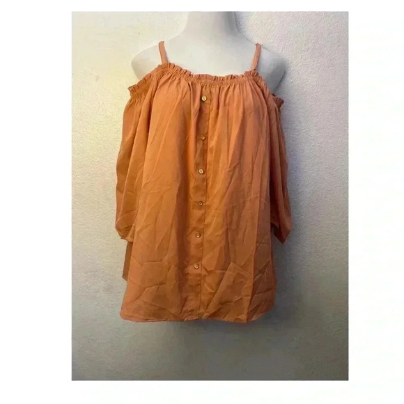 🆕Mileage Rust Plus-size Off Should Mid Sleeve Blouse 3X🆕 - Picture 2 of 6